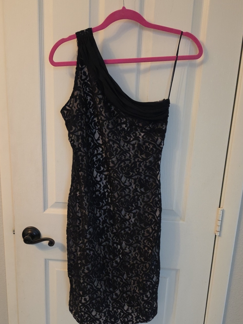 The Limited Black One-Shoulder Lace Cocktail Dress